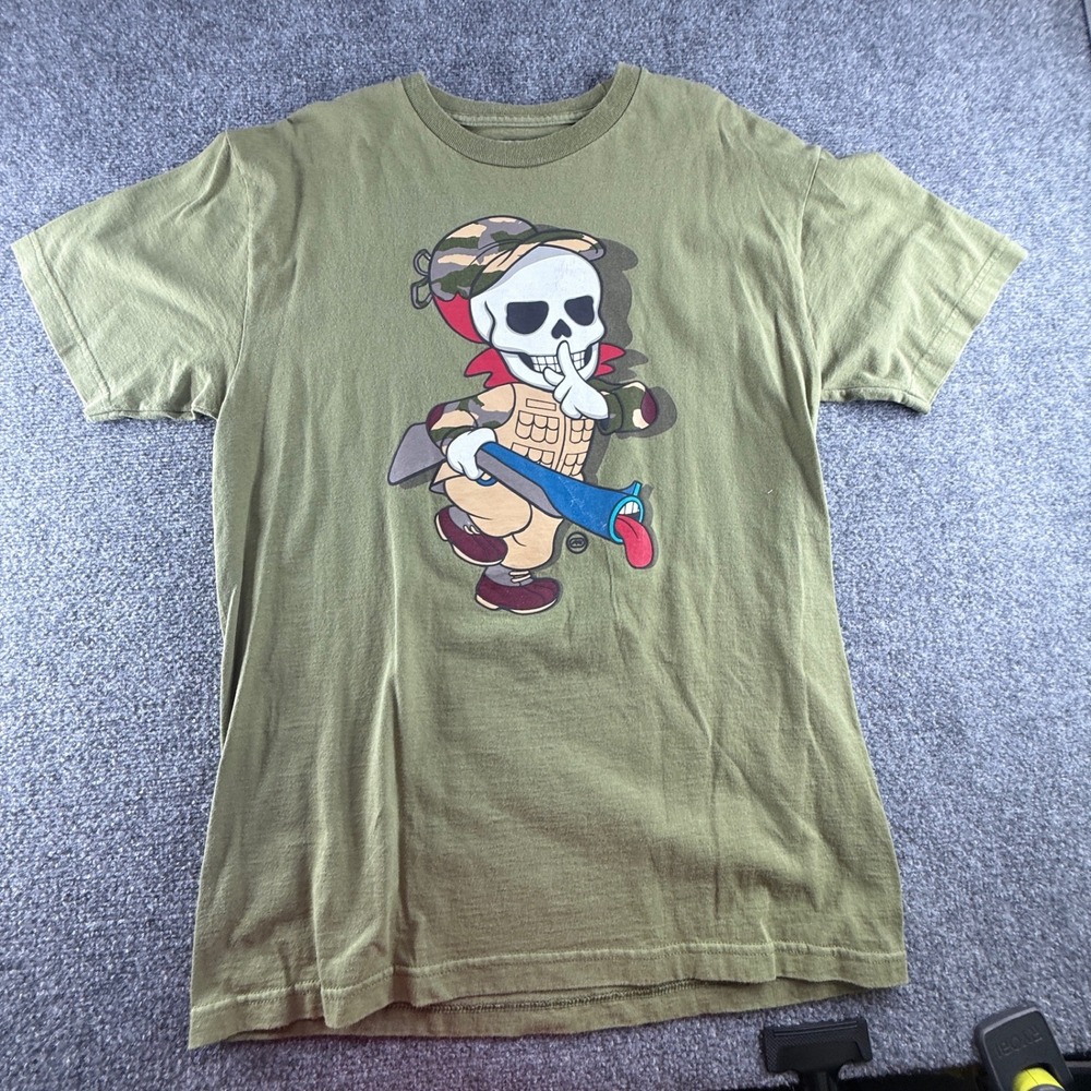 Ecko Unltd Mens Olive Green Skull Tactical Camo Graphic T-Shirt Large RN93536